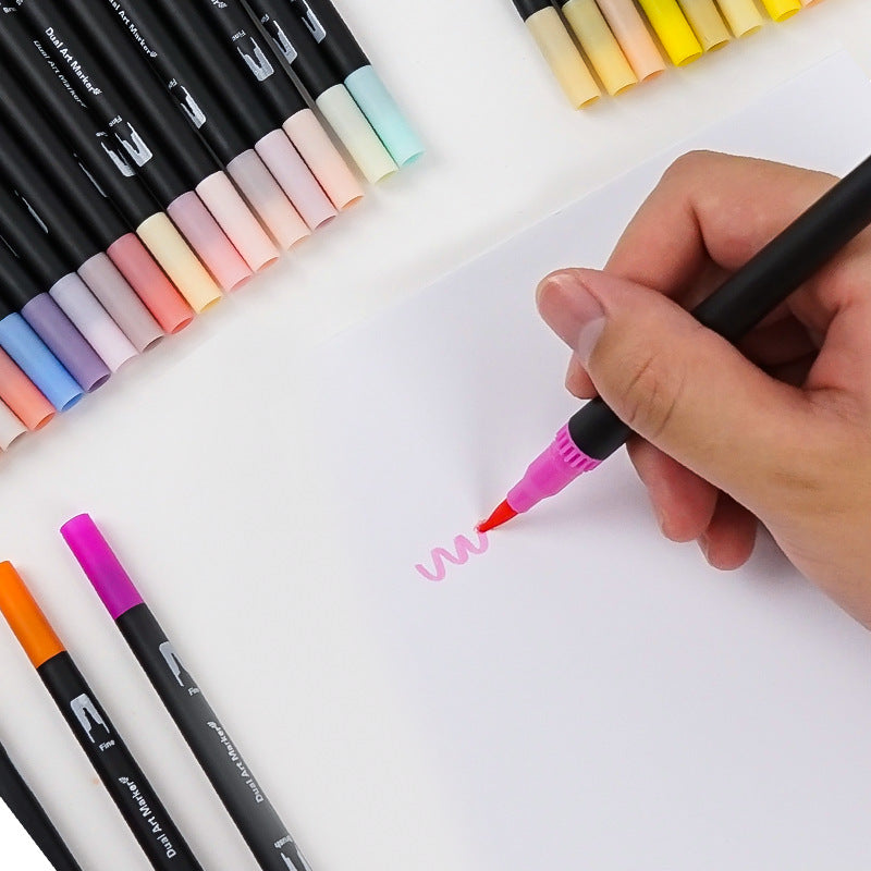 Double-Ended Canvas Marker & Water-Soluble Watercolour Pen Set — 48 to 120 Colors
