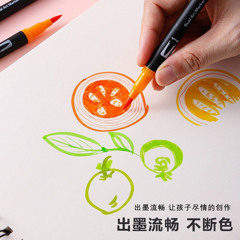 Double-Ended Canvas Marker & Water-Soluble Watercolour Pen Set — 48 to 120 Colors