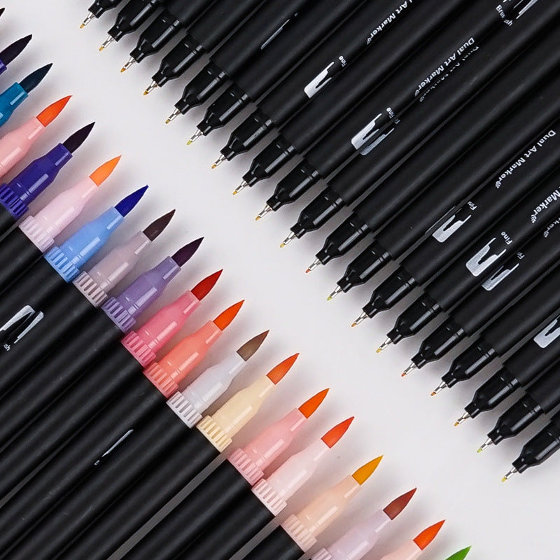 Double-Ended Canvas Marker & Water-Soluble Watercolour Pen Set — 48 to 120 Colors