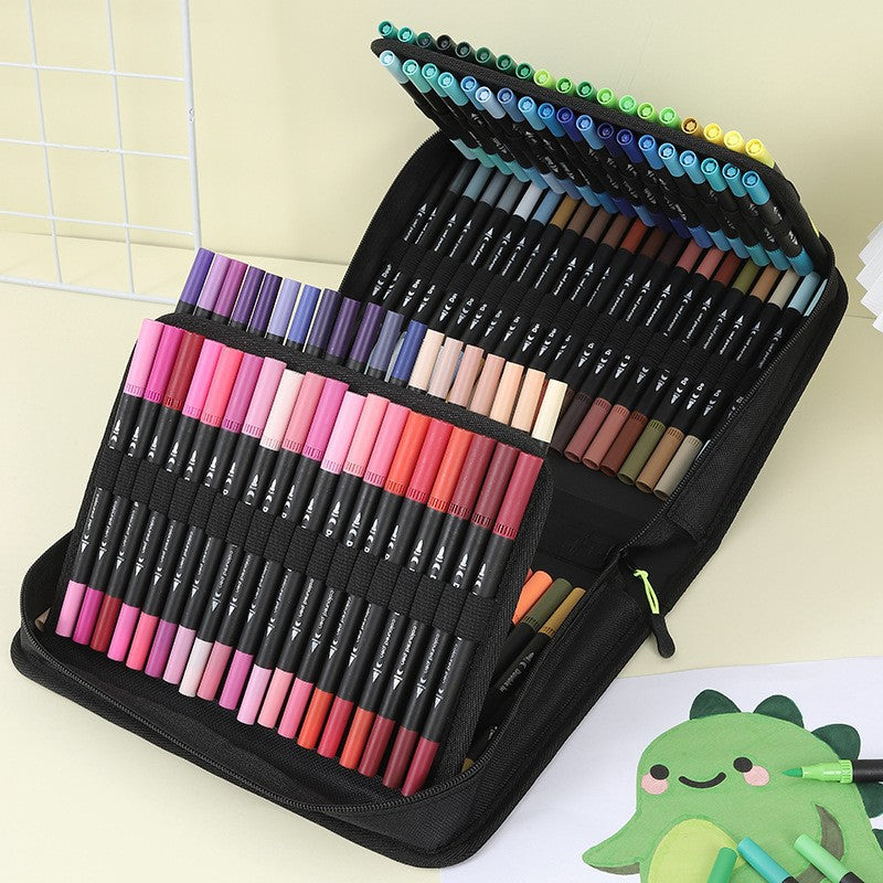 Double-Ended Canvas Marker & Water-Soluble Watercolour Pen Set — 48 to 120 Colors