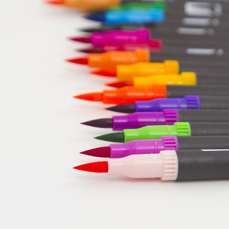 Double-Ended Canvas Marker & Water-Soluble Watercolour Pen Set — 48 to 120 Colors