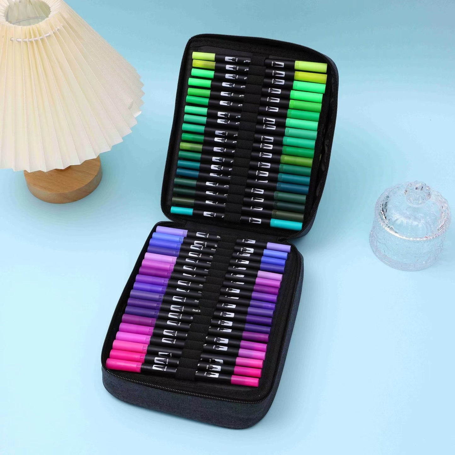 Double-Ended Canvas Marker & Water-Soluble Watercolour Pen Set — 48 to 120 Colors