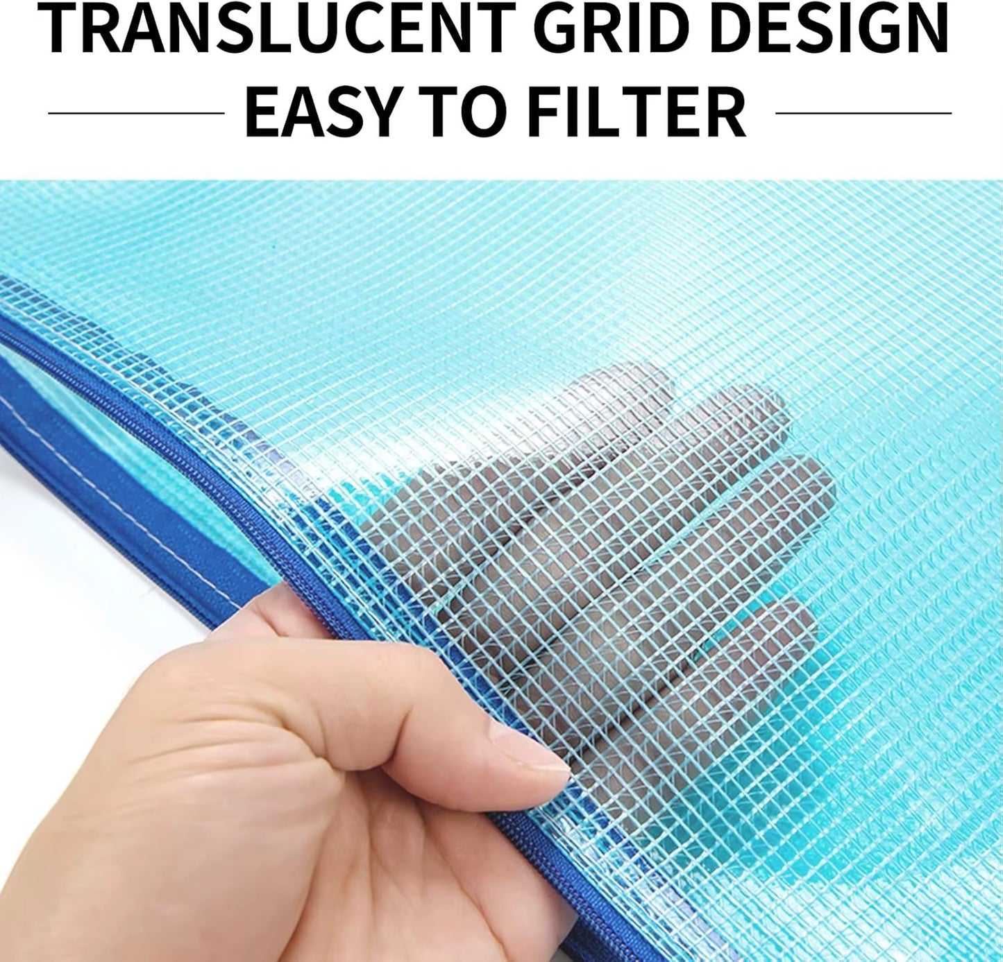 Waterproof PVC Mesh Zipper File Bag — Letter Size | Reusable Heavy Duty Storage Bag with Hook