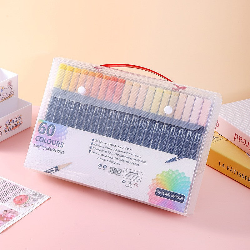 Double-Ended Canvas Marker & Water-Soluble Watercolour Pen Set — 48 to 120 Colors