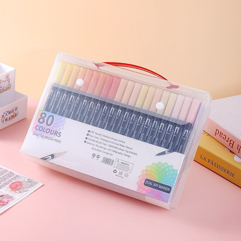 Double-Ended Canvas Marker & Water-Soluble Watercolour Pen Set — 48 to 120 Colors
