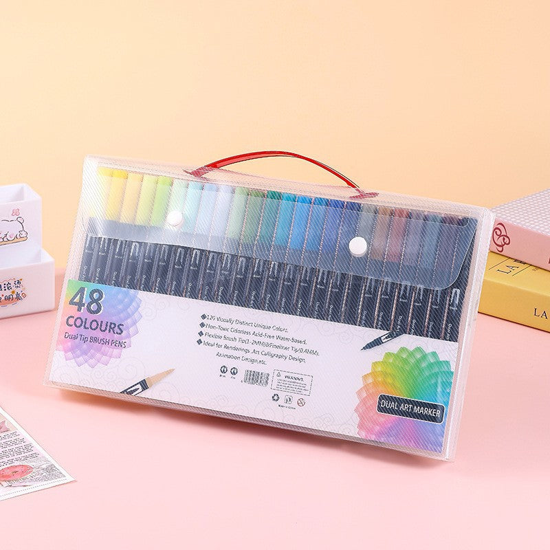 Double-Ended Canvas Marker & Water-Soluble Watercolour Pen Set — 48 to 120 Colors