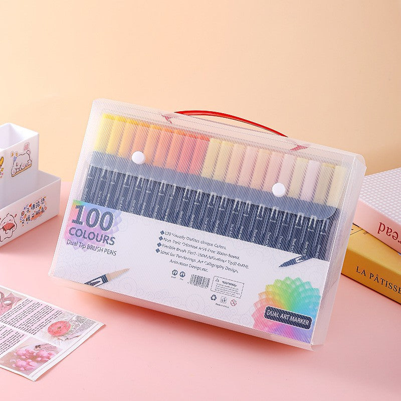 Double-Ended Canvas Marker & Water-Soluble Watercolour Pen Set — 48 to 120 Colors