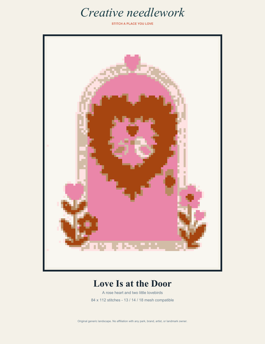 Valentine Welcome Door holiday needlepoint pattern PDF cover